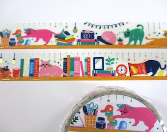 Cat Study Books Desk Library Love Stationery Craft Room Washi Tape Deco Masking Planner Journal Scrapbook Craft Art home sweet wc gift read