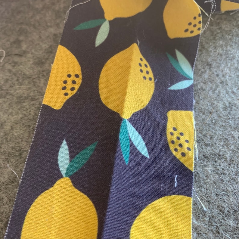Fruity by Maja Faber for Paintbrush Studio FabricsCotton Fabric lemons in Navy Quilt Binding by the yard