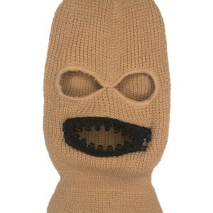 Creepy AF Ski mask with oversized BLACK teeth zipper mouth grill teeth mask