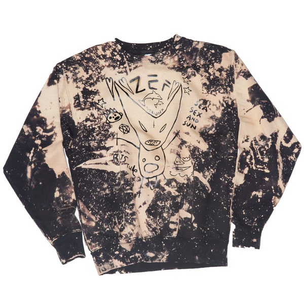 Splatter sweatshirt with ZEF artwork ninja zefstyle grunge futuristic baggy sweatshirt handmade