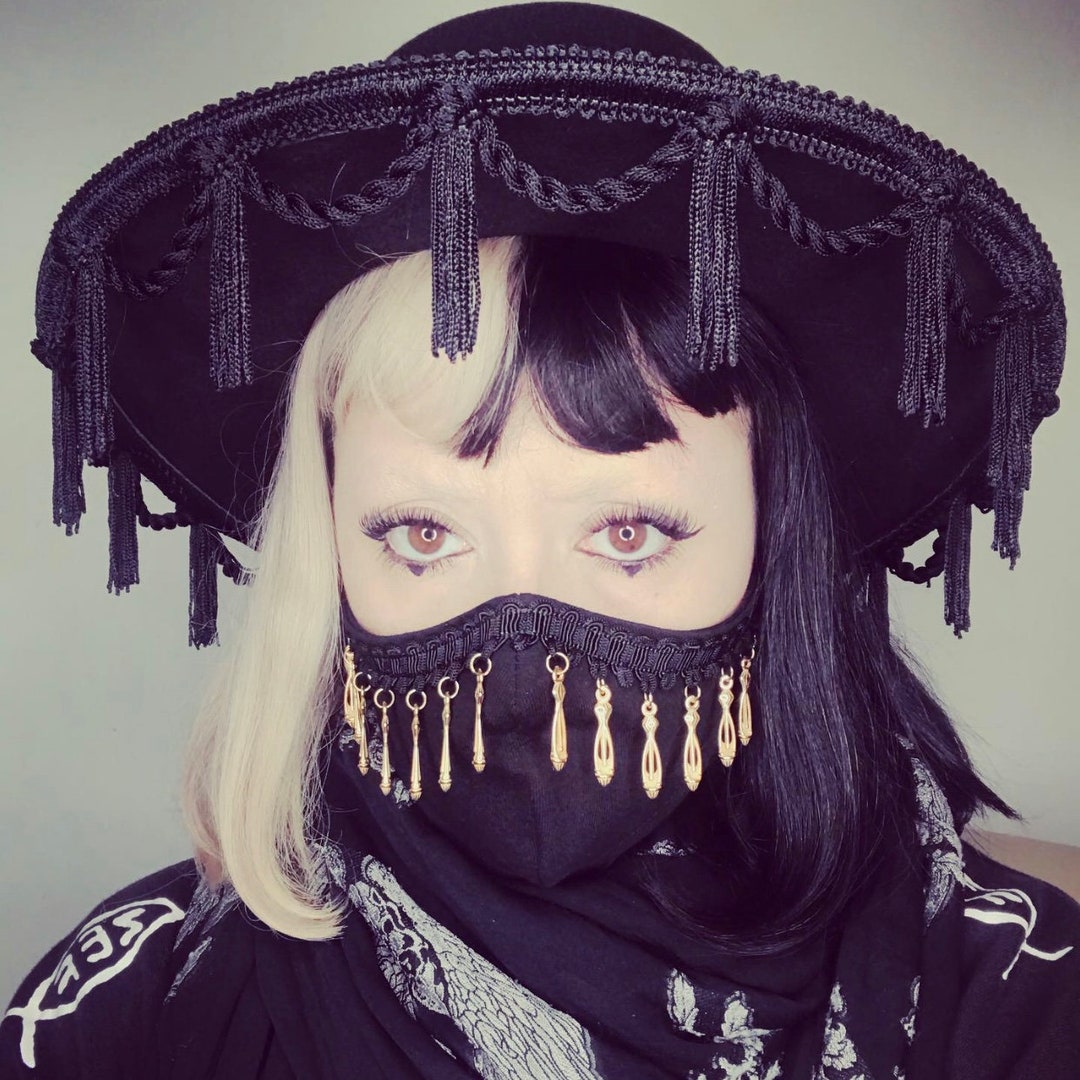 Face Mask With Fancy Metal Beaded Fringe Cotton Stylish - Etsy