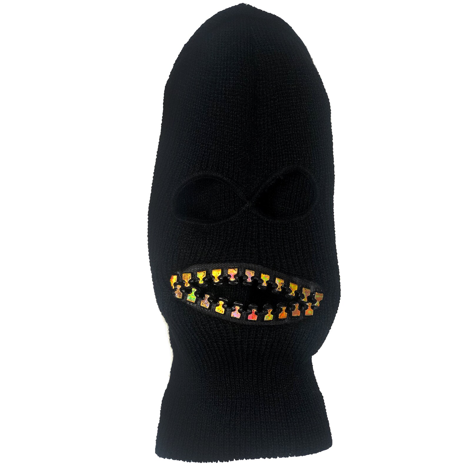 Ski mask with oversized GOLD holographic zipper mouth grill Etsy