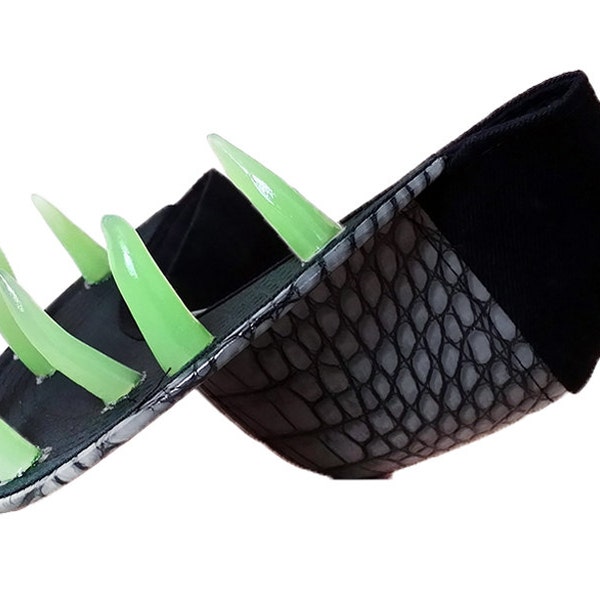 Black and grey reptile snapback with green glow teeth black light futuristic rave UV custom UV