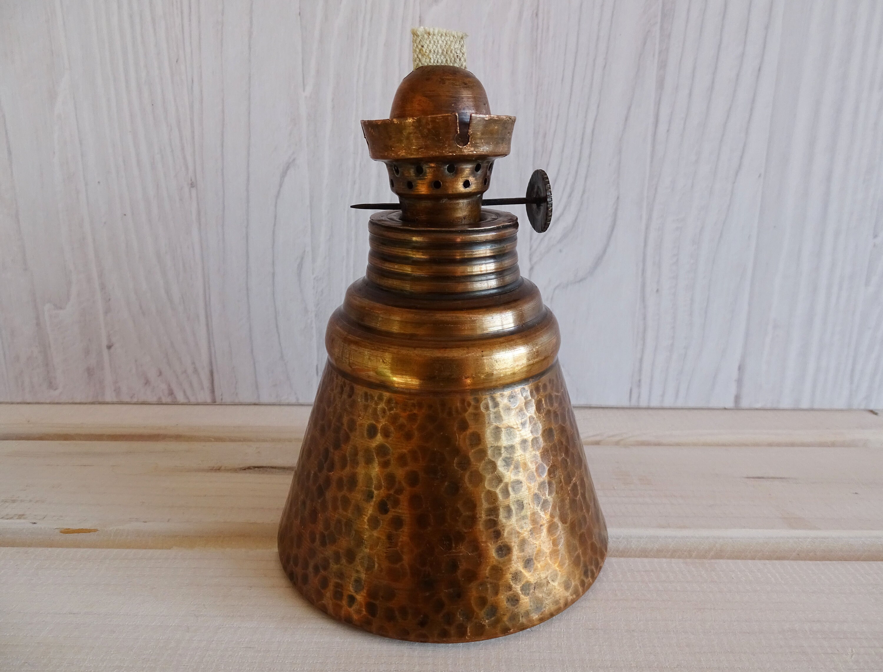 Vintage oil lamp from early 80's Hammered copper gas Etsy