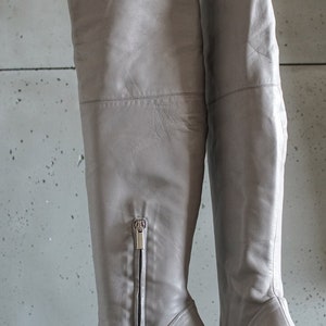EUR41 US10 1969 ITALY vintage grey over-the-knee boots super high heel and a hidden platform 7UK