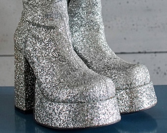 BUFFALO T-24400 CULT silver glitter ultra rare platform boots 90's Club Kid Grunge 90s 24400 t