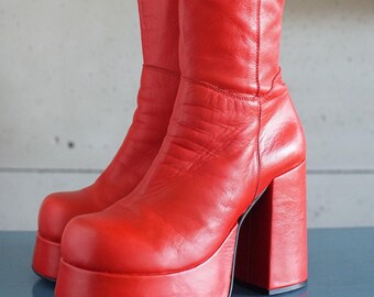 EUR40 US9 BUFFALO T-24400 CULT czerwone buty na platformie 90&#39;s ClubKid Grunge 90s 24400 t