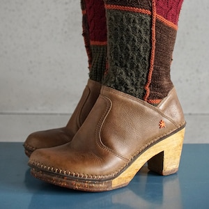 39 EUR US8,5 ART Company vintage unieke lage klomplaarzen jaren 90 dikke soktrui laarzen