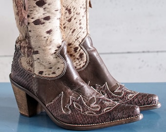 Fabulous hair-on BRAKO Cowboy snake cowgirl western boots 39