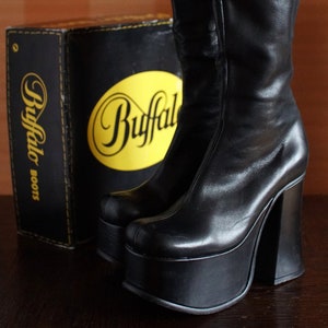 EUR39 8.5US BUFFALO T2417-73 platform boots, 1998 year receipt and vintage BOX 6UK