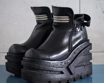 Y2K 90's VENOM WEAR USA製 スカル柄 プルオーバー Black Vegan Goth High Platform Boots - Swing-327 - Nuclear Waste