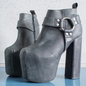 EUR36 US6 Discontinued-JC 90s monsterhigh platform boots y2k true vintage leather Witch Wednesday