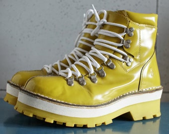 FLY London unique Yellow/White Club Kid Rave Techno low platform boots 90s chunky shoes 42