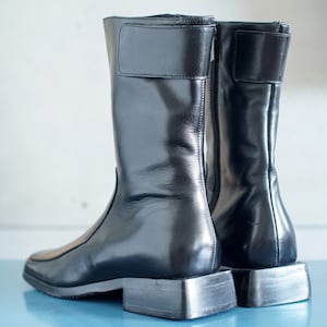 EUR37 US6.5 Flat square heel boots Witch Wednesday 90s boots steampunk y2k UK4