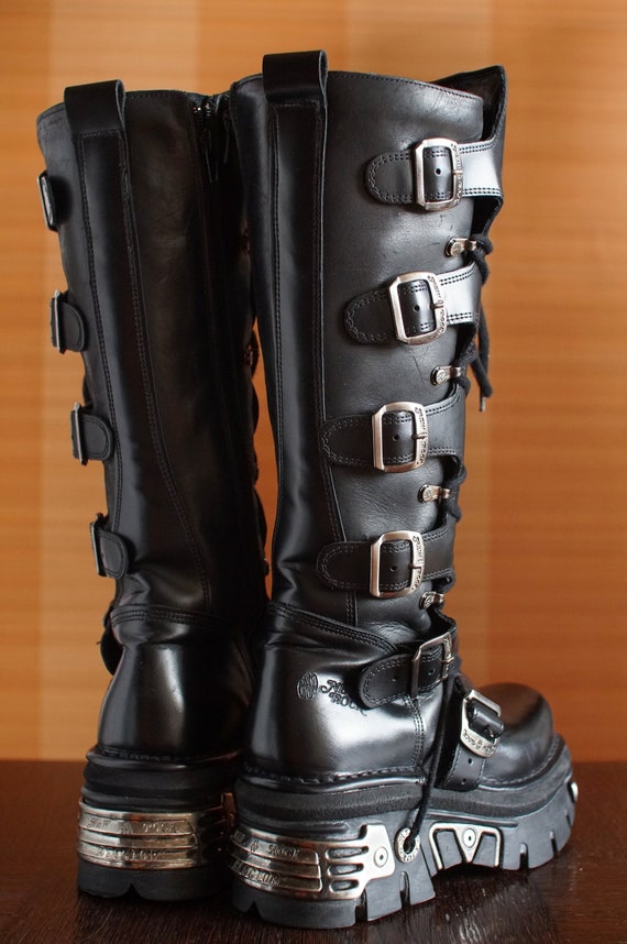 New Rock platform boots REACTOR moto buckles Gothi