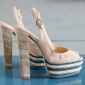 36 € Escarpins à talons hauts et plateforme Mi Piace de créateur vintage