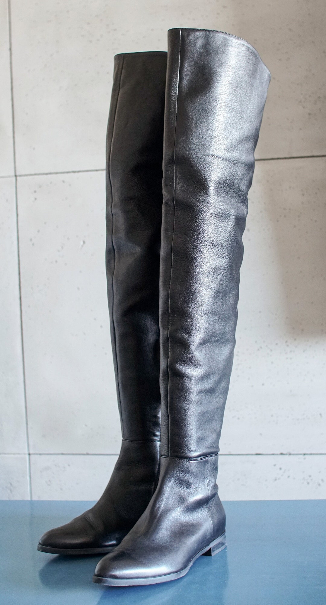 SIMPLE Thigh High Vintage Flat OVERKNEE Boots 37 Cuissardes - Etsy