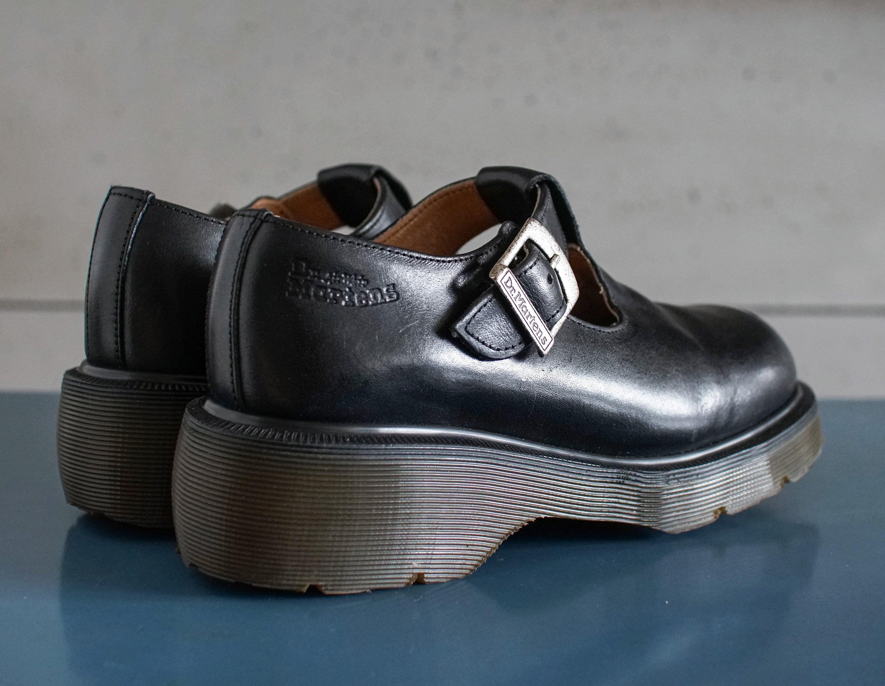 EUR38 US7.5 Made in England Dr Martens Black T-strap Mary Janes