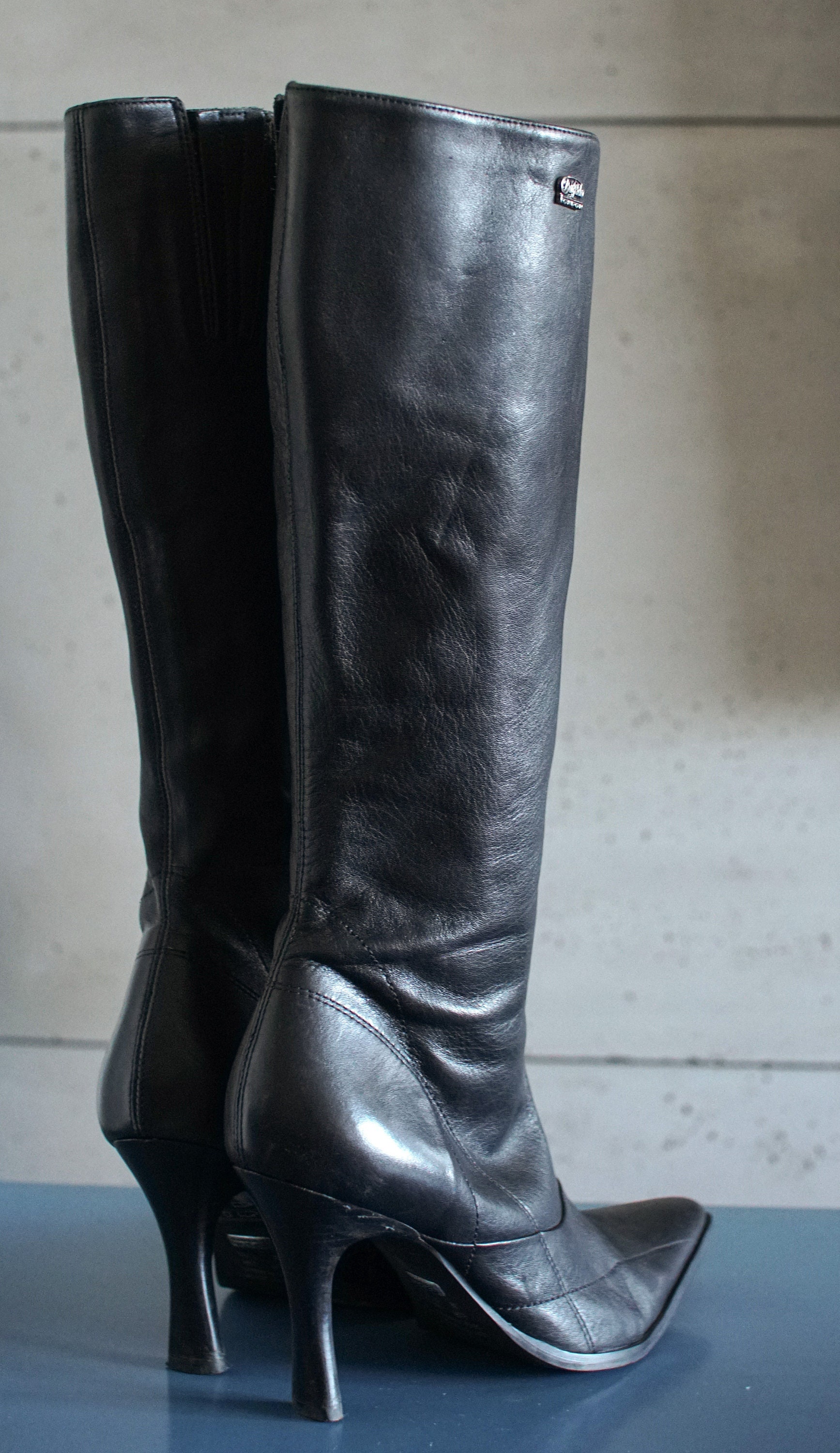 BUFFALO y2k leather knee high black boots. CULT Model 90s y2K | Etsy