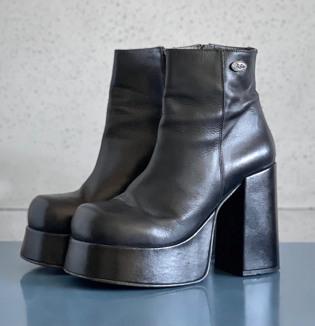 EUR40 US9 BUFFALO T 24401 Platform Boots 90's Rare Chunky Boots