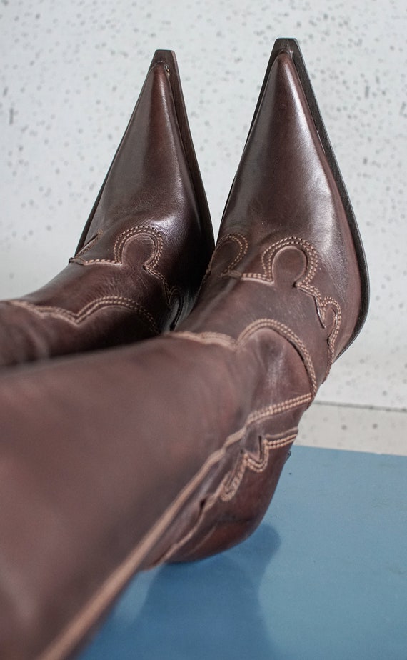 cowgirl pointy toed PM ITALY brown western boots … - image 7