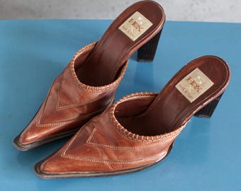 37,5 cm Vintage HEX Andrea Sasetti Kitten Heel Pantoletten y2k 4UK