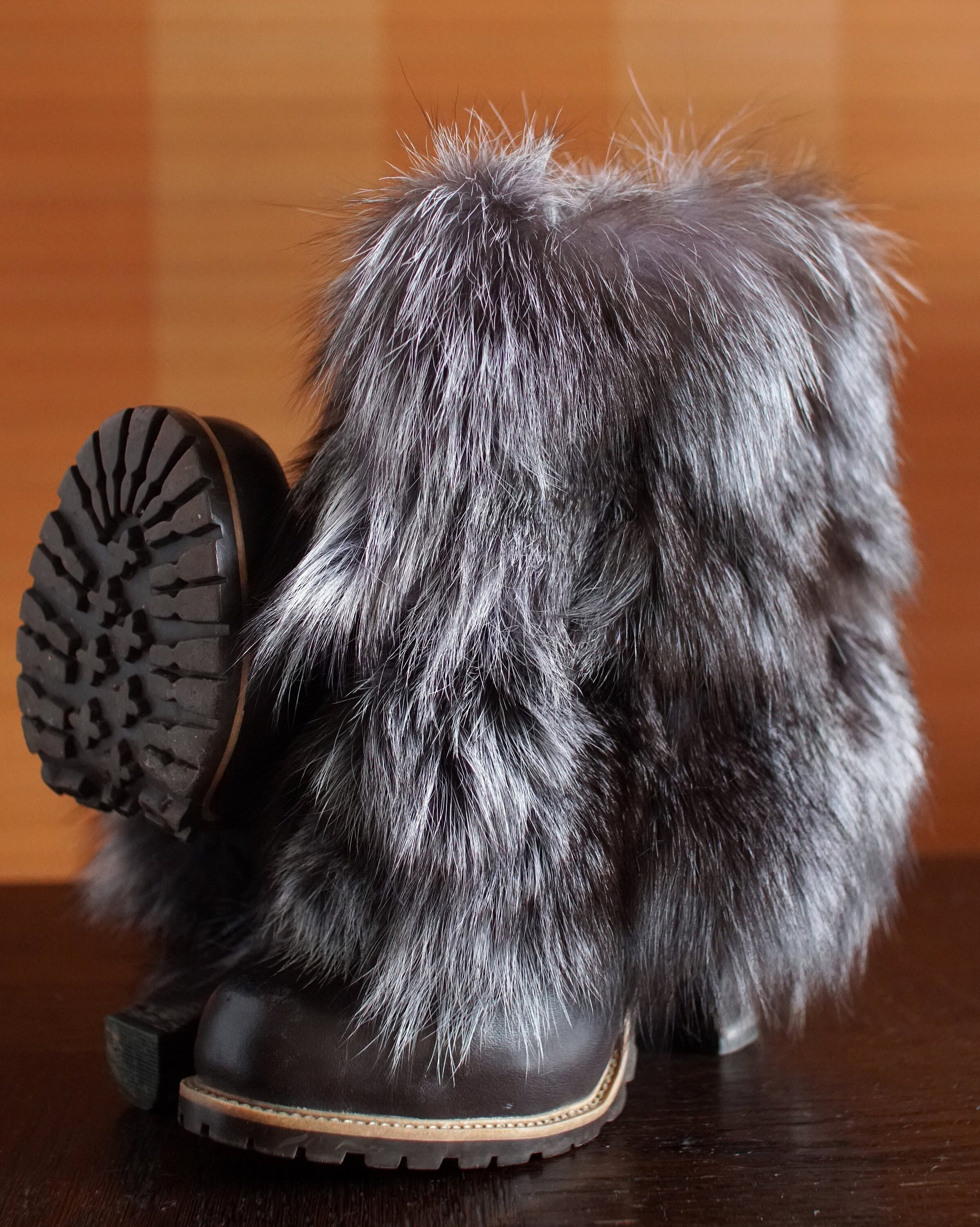 fur platform boots