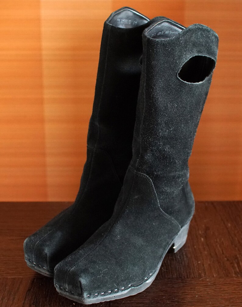 black platform boots suede