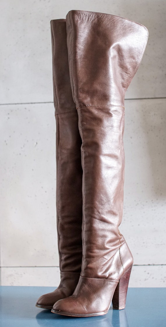 Zara rare vintage overknee thigh high brown boots 