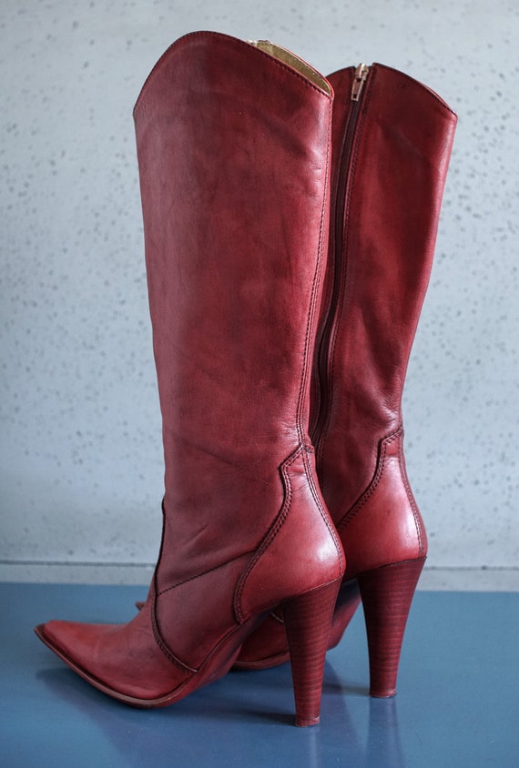 Cult red cowgirl pointy toed PM ITALY western cow… - image 2