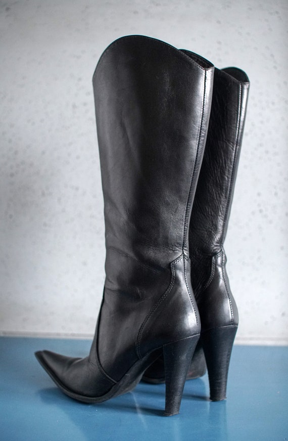 cowgirl pointy toed PM ITALY black western boots … - image 5