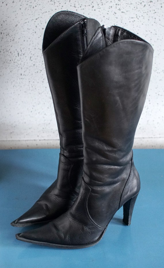 cowgirl pointy toed PM ITALY black western boots … - image 2
