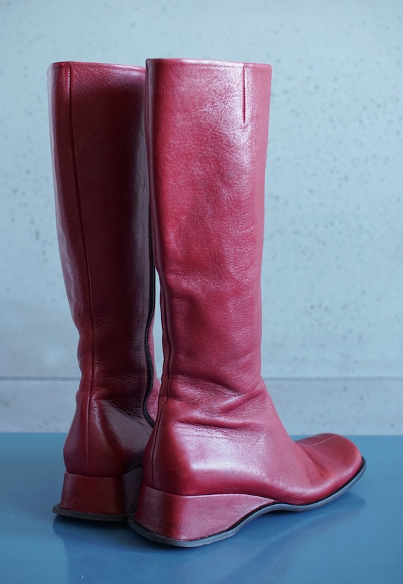Dark red boots top