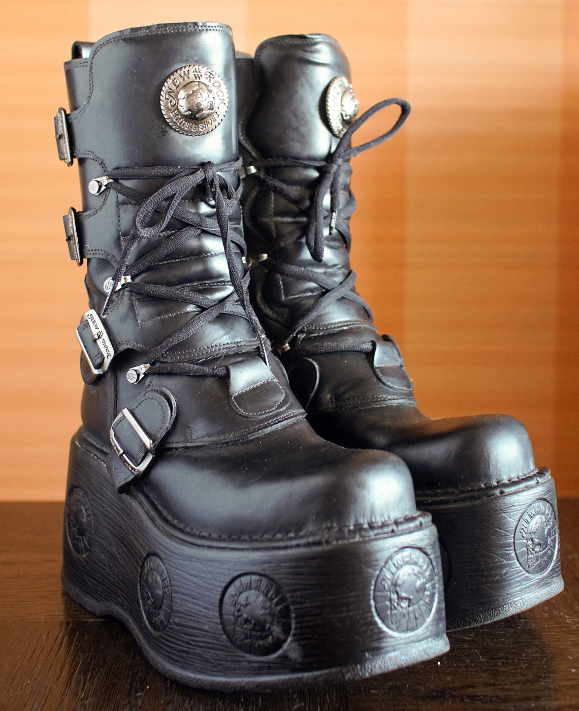 New Rock platform boots NEPTUNO black chunky goth boots gothic | Etsy