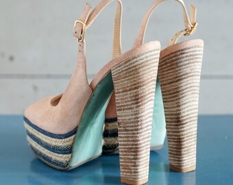 Mi Piace vintage designer high heel platform slingbacks 36 Shoes Womens Shoes Sandals Slingbacks & Slides 