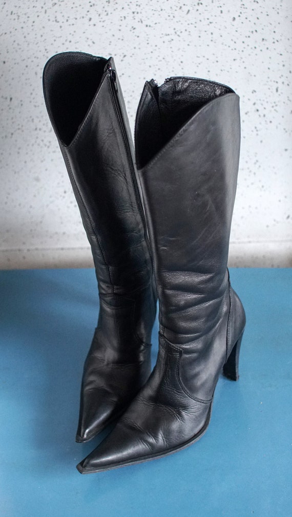 cowgirl pointy toed PM ITALY black western boots … - image 6