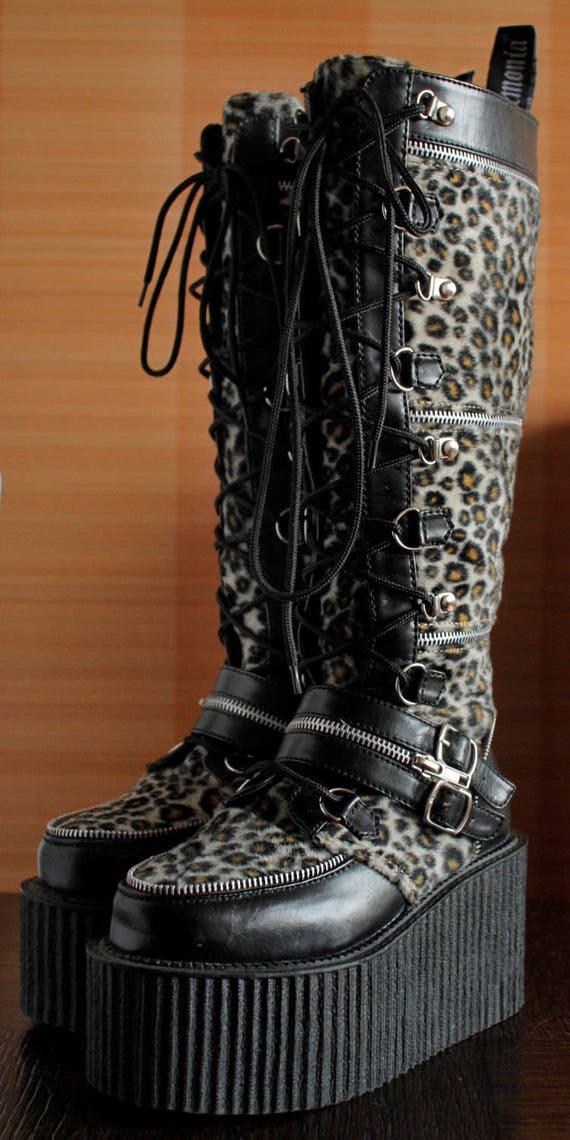 Demonia platform boots LEOPARD print 