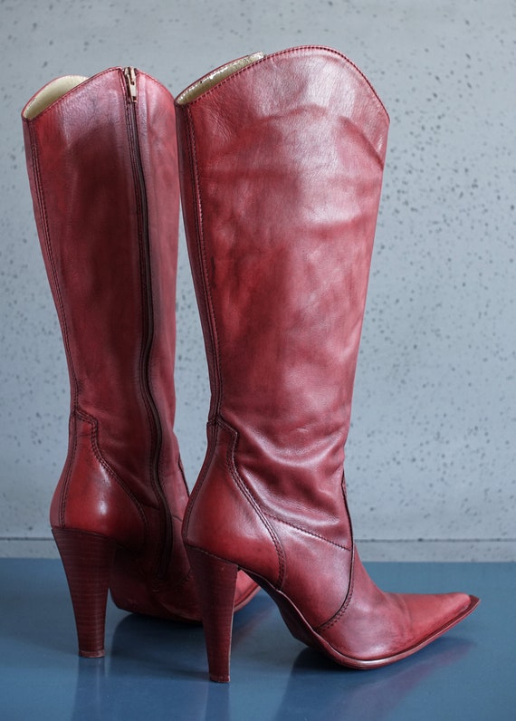 Cult red cowgirl pointy toed PM ITALY western cow… - image 7