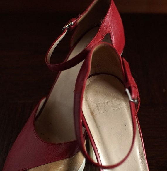 HUGO BOSS vintage platform peep toe sandals mary … - image 7