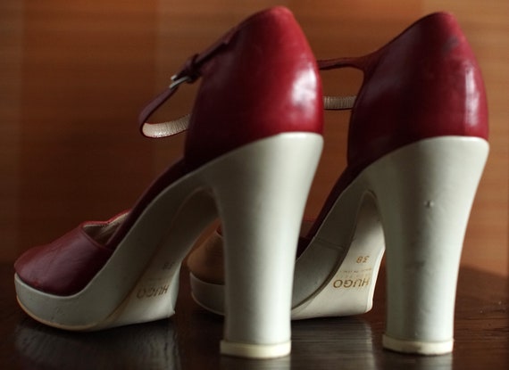 HUGO BOSS vintage platform peep toe sandals mary … - image 6