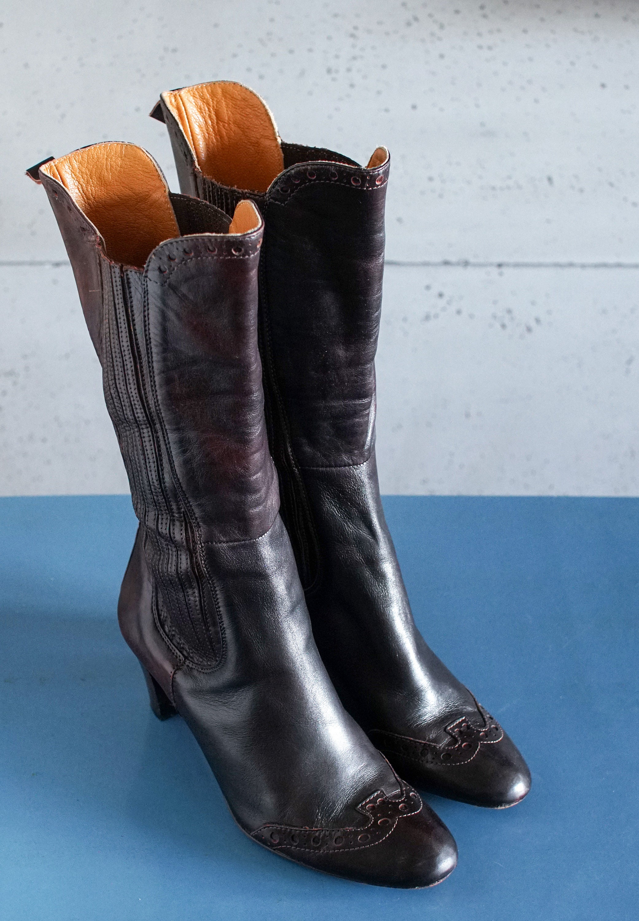 EUR37 US6.5 GIXUS Designer Vintage High Chelsea Boots UK4 - Etsy