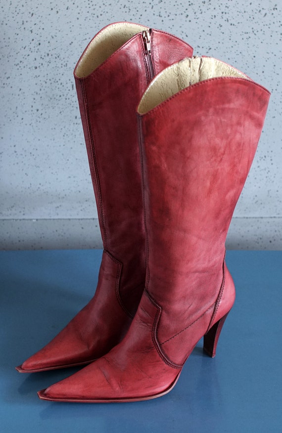 Cult red cowgirl pointy toed PM ITALY western cow… - image 6