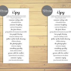 Cartes iSpy de mariage