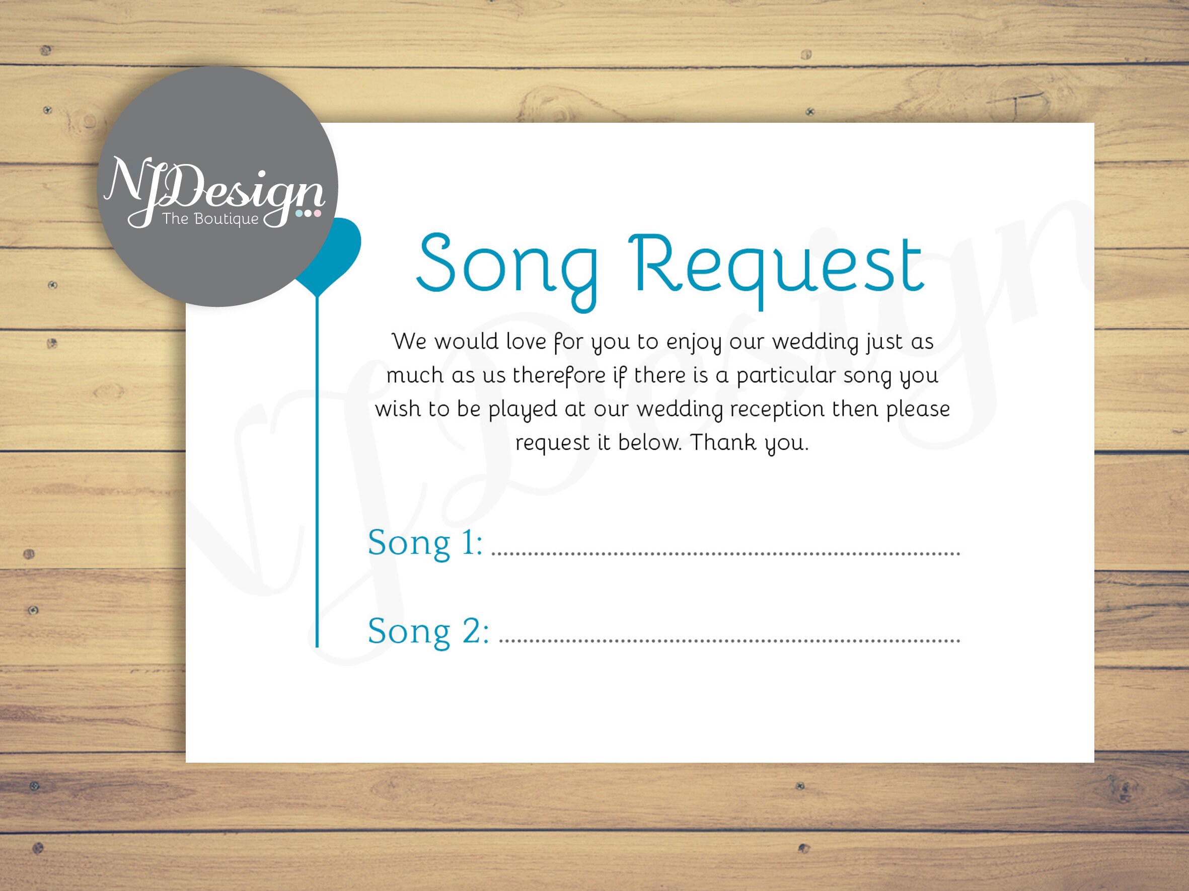 Song Request cards personalised wedding Etsy