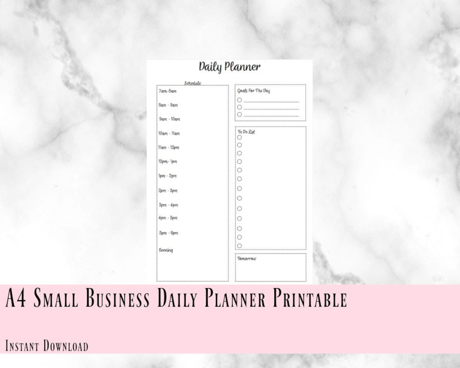 A4 Small Business Daily Planner Printable Instant Download - Etsy