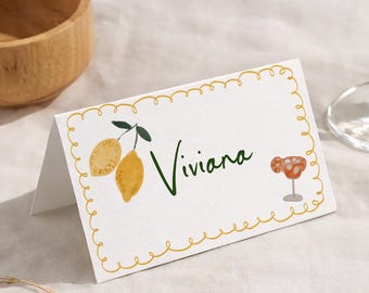 Italian Place Card  Template: Mediterranean Food Label hand drawn (Editable  template 481)