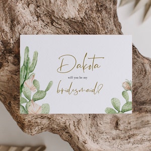 Fiesta Will You Be My Bridesmaid Proposition, Cactus and Dried Palms Maid of Honor Enclosure Card, Printable Template, Instant Download 130