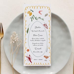 Italian Menu Template: Mediterranean Table decor hand drawn (Editable  template 481)