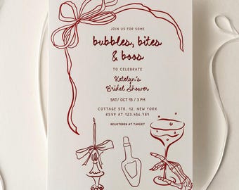 Halloween Bridal Shower Invitation: Boo Brunch & Bubbly  hand drawn (Editable Template 677)
