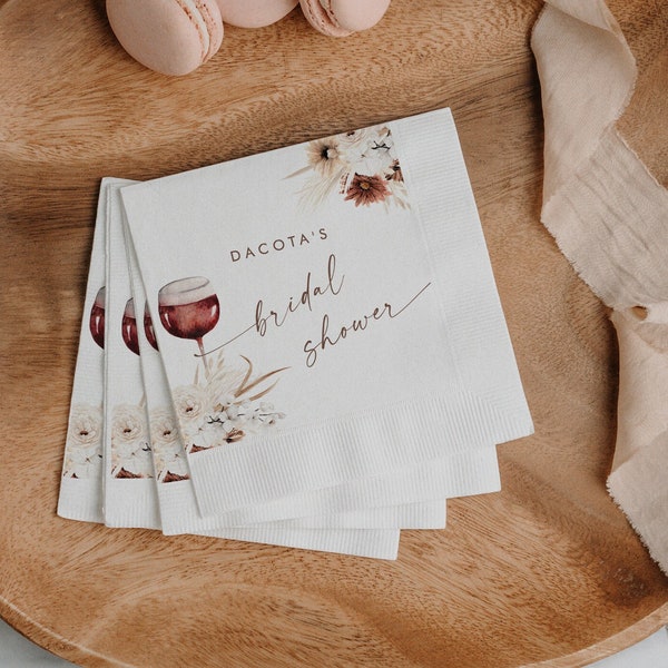 Editable Wine Cocktail Napkin Template, Vino Before Vows Napkin Square, Wine Tasting Bridal Shower Table Decor, Printable Download 785